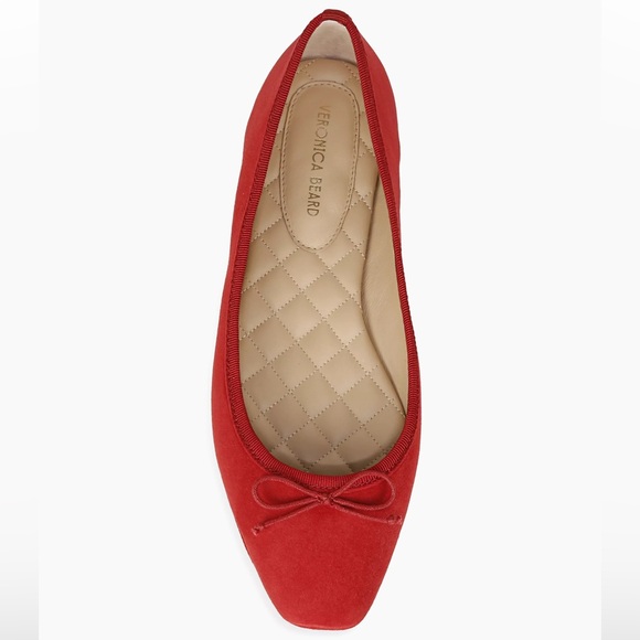 NEW Veronica Beard Beatrix Suede Ballet Flat in Fire Red - Picture 5 of 9